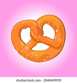 Realistic delicious pretzel, close-up. A design element for a festival, shop, market, menu, cafe, restaurant, poster, banner, sticker. Vector