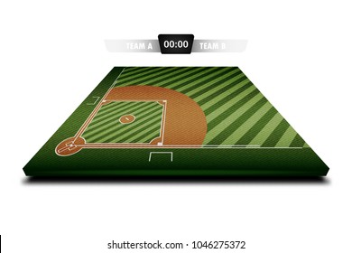 Realistic Denim Texture Of Baseball Field 3d With Score Board For Element Vector Illustration Design Concept