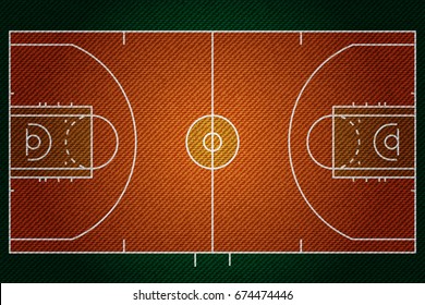 Realistic Denim texture of Basketball court field element vector illustration design concept