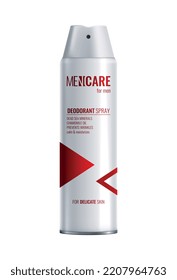 Botella de pulverización de desodorante realista para la ilustración vectorial masculina