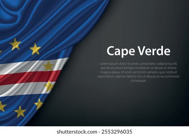 Realistic depiction of the Cape Verde flag with flowing texture on a dark background