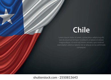 Representação realista da bandeira do Chile com textura fluindo em um fundo escuro.