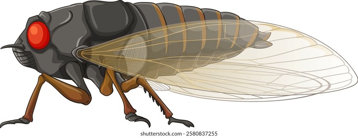 A realistic depiction of a cicada with wings