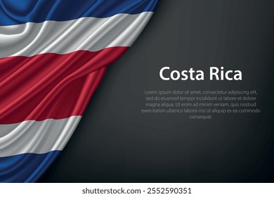 Realistic depiction of the Costa Rica flag with flowing texture on a dark background