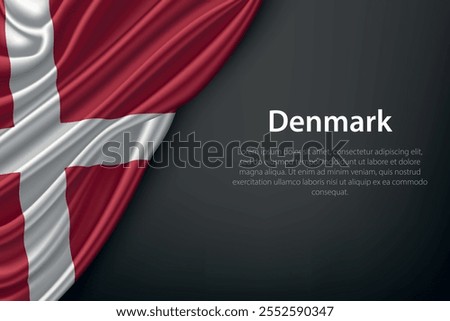 Realistic depiction of the Denmark flag with flowing texture on a dark background