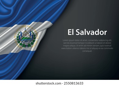 Realistische Darstellung der Flagge El Salvadors mit fließender Textur auf dunklem Hintergrund.