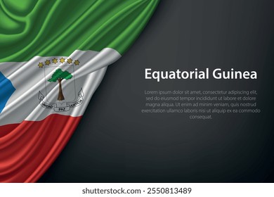 Representación realista de la bandera de Guinea Ecuatorial con textura fluida sobre un fondo oscuro.