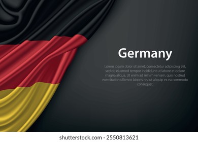 Realistic depiction of the Germany flag with flowing texture on a dark background.