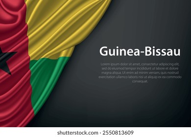 Representación realista de la bandera de Guinea-Bissau con textura fluida sobre un fondo oscuro.