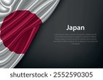 Realistic depiction of the Japan flag with flowing texture on a dark background