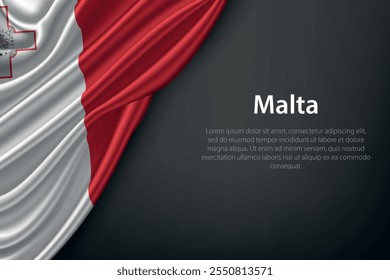 Realistic depiction of the Malta flag with flowing texture on a dark background.