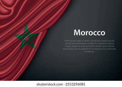 Realistic depiction of the Morocco flag with flowing texture on a dark background