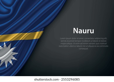 Realistic depiction of the Nauru flag with flowing texture on a dark background