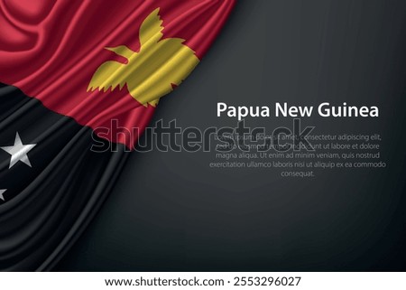 Realistic depiction of the Papua New Guinea flag with flowing texture on a dark background