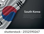 Realistic depiction of the South Korea flag with flowing texture on a dark background