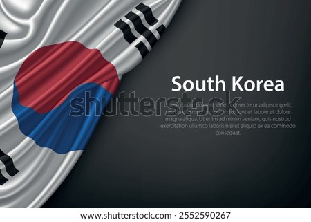 Realistic depiction of the South Korea flag with flowing texture on a dark background