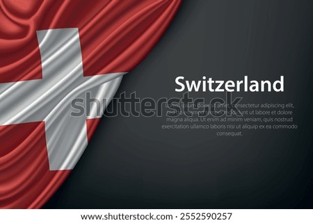 Realistic depiction of the Switzerland flag with flowing texture on a dark background