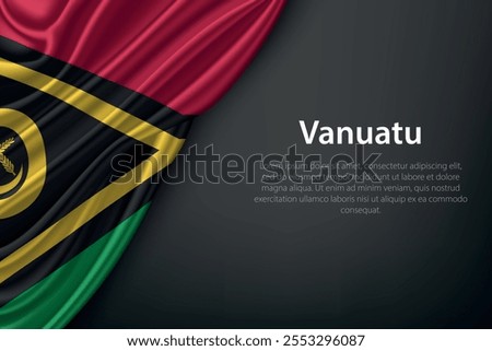 Realistic depiction of the Vanuatu flag with flowing texture on a dark background