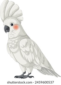 Realistic depiction of a white cockatoo standing.