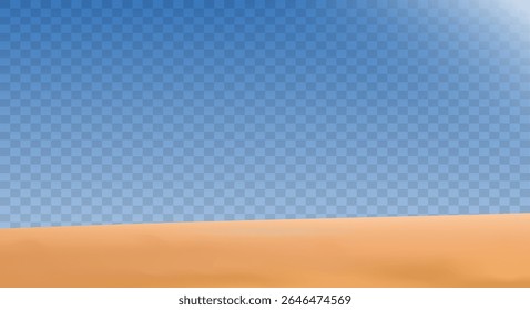 Paisaje realista del desierto aislado en fondo transparente. Dunas del desierto de arena. Vector