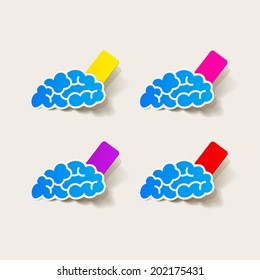 realistic design element: brain, rectangle, seam