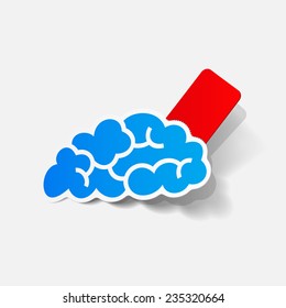 realistic design element: brain, rectangle, seam