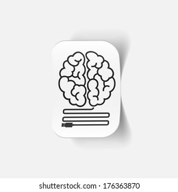 realistic design element: brain-usb, plug. Vector Illustration