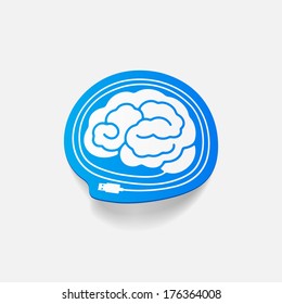 realistic design element: brain-usb, plug. Vector Illustration