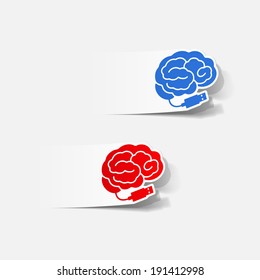 realistic design element: brain-usb, plug. Vector Illustration