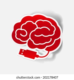 realistic design element: brain-usb, plug. Vector Illustration