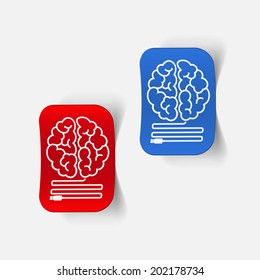 realistic design element: brain-usb, plug. Vector Illustration