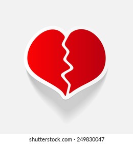 realistic design element: broken heart