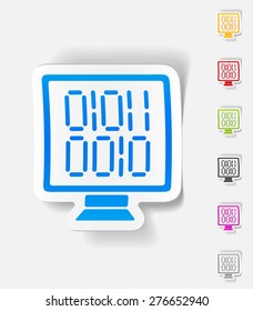 realistic design element. computer screen with binary