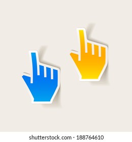 realistic design element: cursor, hand