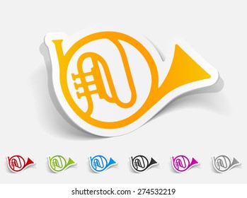 realistic design element. french horn