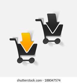 realistic design element: grocery cart, arrow