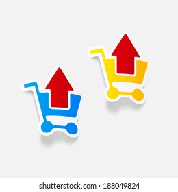 realistic design element: grocery cart, arrow