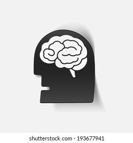 realistic design element: head face brain. Vector Illustration