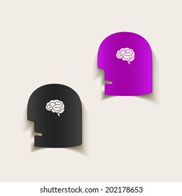 realistic design element: head face brain. Vector Illustration