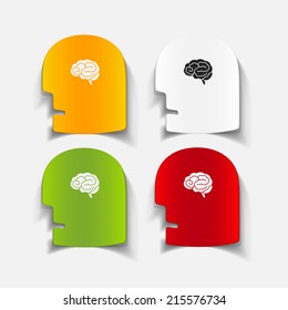 realistic design element: head face brain. Vector Illustration