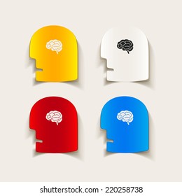 realistic design element: head face brain. Vector Illustration