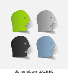 realistic design element: head face. Vector Illustration