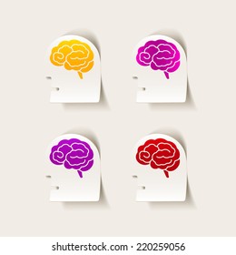realistic design element: head face brain. Vector Illustration
