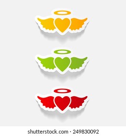 realistic design element: heart angel