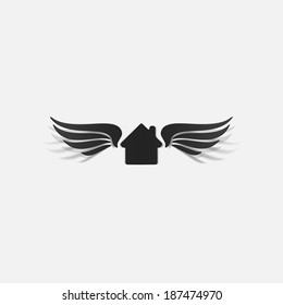 realistic design element: house, building, wing