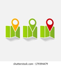 realistic design element: map, pointer, navigator