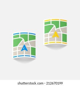 realistic design element: map, pointer, navigator