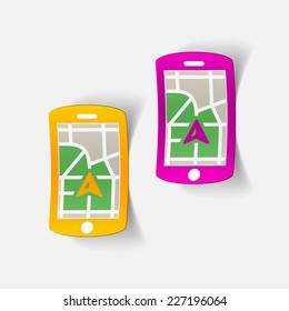 realistic design element: map, pointer, navigator