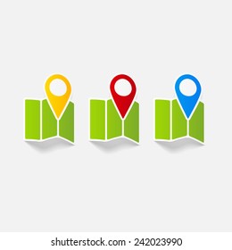 realistic design element: map, pointer, navigator