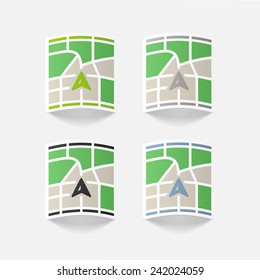 realistic design element: map, pointer, navigator